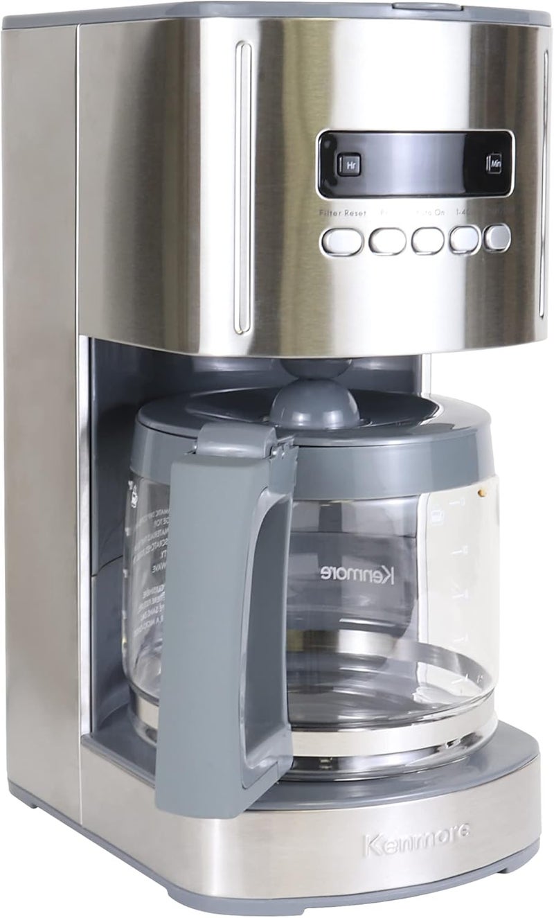 Koolatron Kenmore Drip Coffee Maker - 12 Cup Programmable Cafe Machine With Glass Pot, Regular & Bold Brew, Auto Shut Off Large Water Reservoir, Reusable Filter, Kitchen Appliances For Cafeteria Barista - Image 1